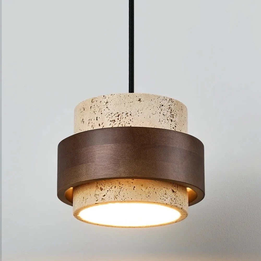 Modern wooden and marble chandelier for elegant decoration - view 2
