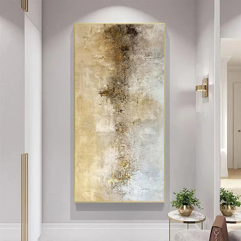 Customizable, Pure Hand-painted Abstract Decorative Painting, Living Room Background Wall Large Gold Leaf, Art Canvas Painting - view 2