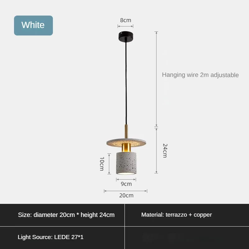 Creative terrazzo chandelier for minimalist restaurant and shop - White / Warm White