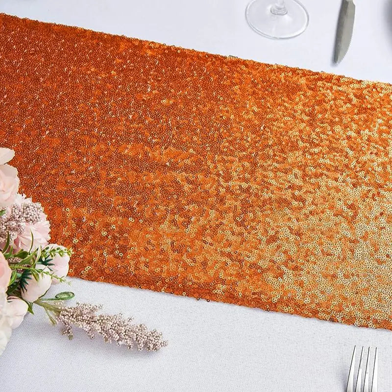 Orange table runner decorative glitter wedding party - view 3