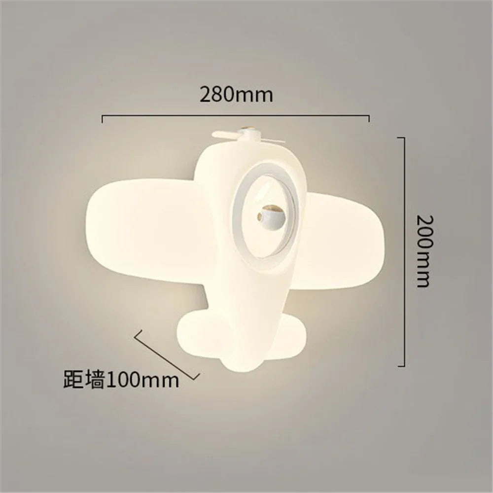 Led wall sconce in the shape of an airplane or a children's star - One