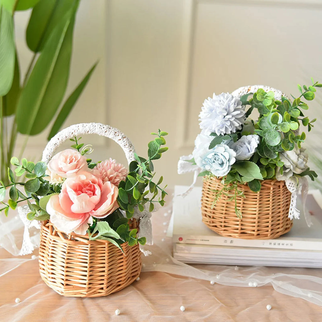 Wedding flower basket with butterfly knot large multipurpose capacity - view 5