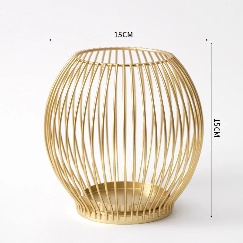European Metal Lantern Candlestick,Arts and crafts ornaments,Gold Black Candle Holder,Home Decoration - Gold S