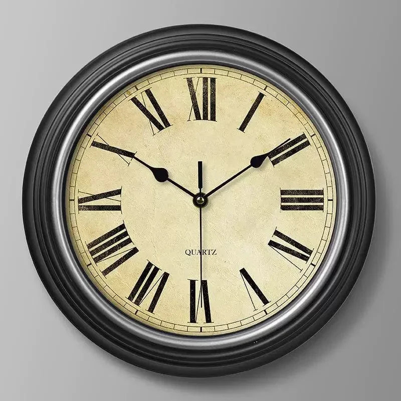 Silent Nordic retro wall clock for elegant interior - Style3 / 12 inches