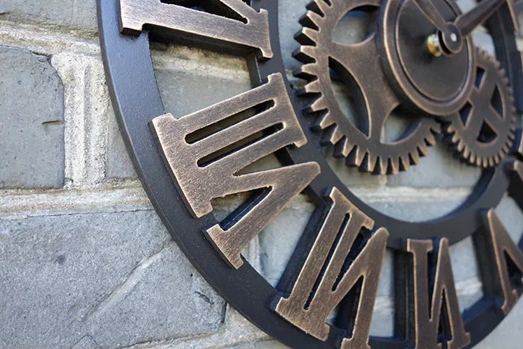 Vintage wooden wall clock 3d retro design hand made decorative luxury - view 5
