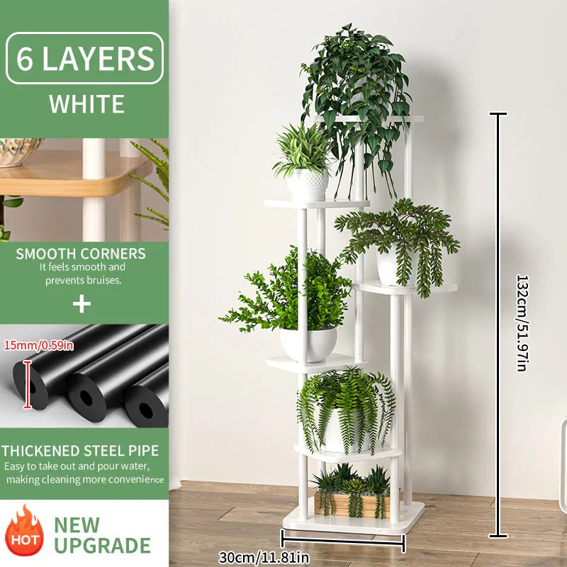 Wooden support for plants and pots of inner flowers - B-6 couches blanches