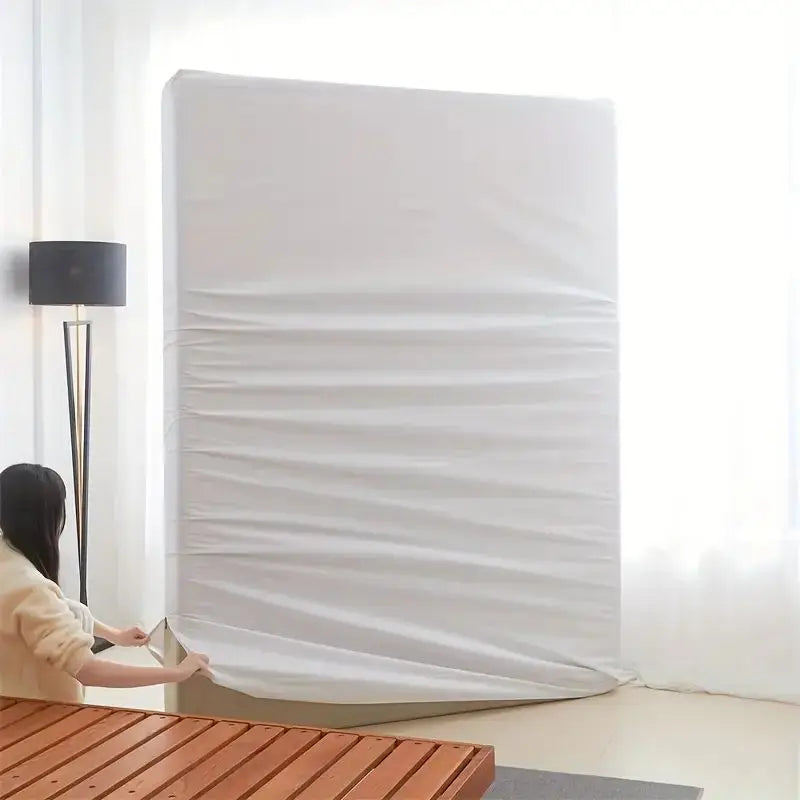 1pc 6-Sides Fully Enclosed Waterproof Mattress Cover With Zipper (Without Pillowcase), Dust-proof Mattress Protector Solid Color - White / 160x200x30CM
