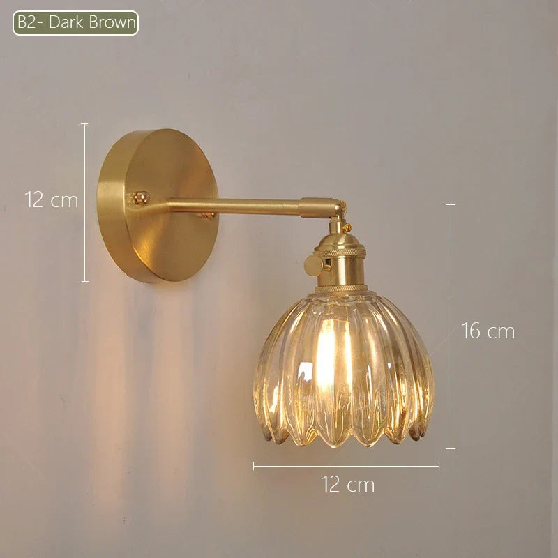 Japanese retro floral glass wall sconce modern and chic design - B2 / Bulb Not Included