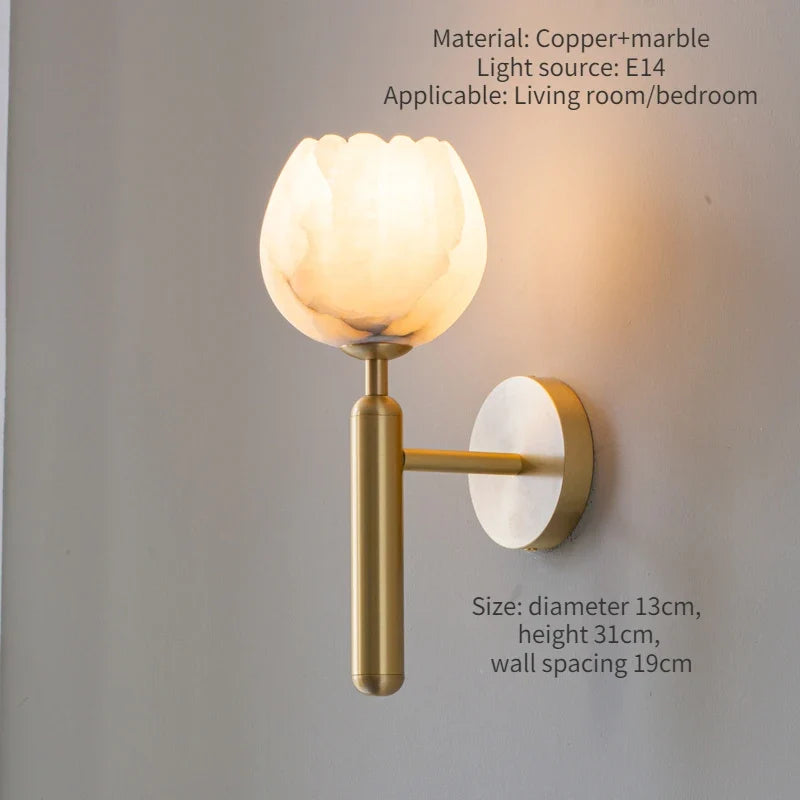 Natural marble wall sconce minimalist style and luxury - Warm White (2700-3500K) / Gold