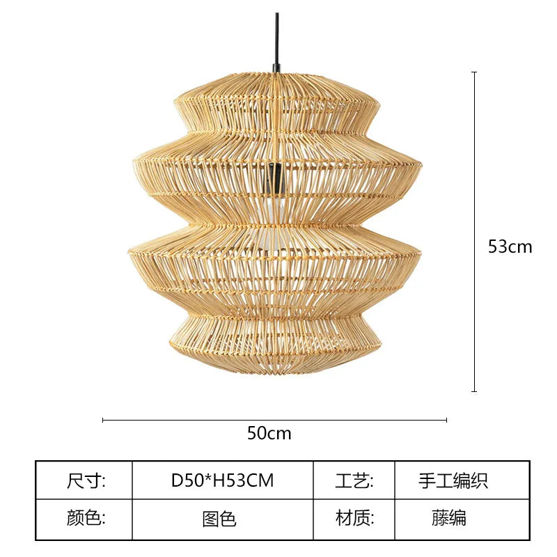 Chinese rattan pendant light for interior decoration - Model B Diameter 50 cm