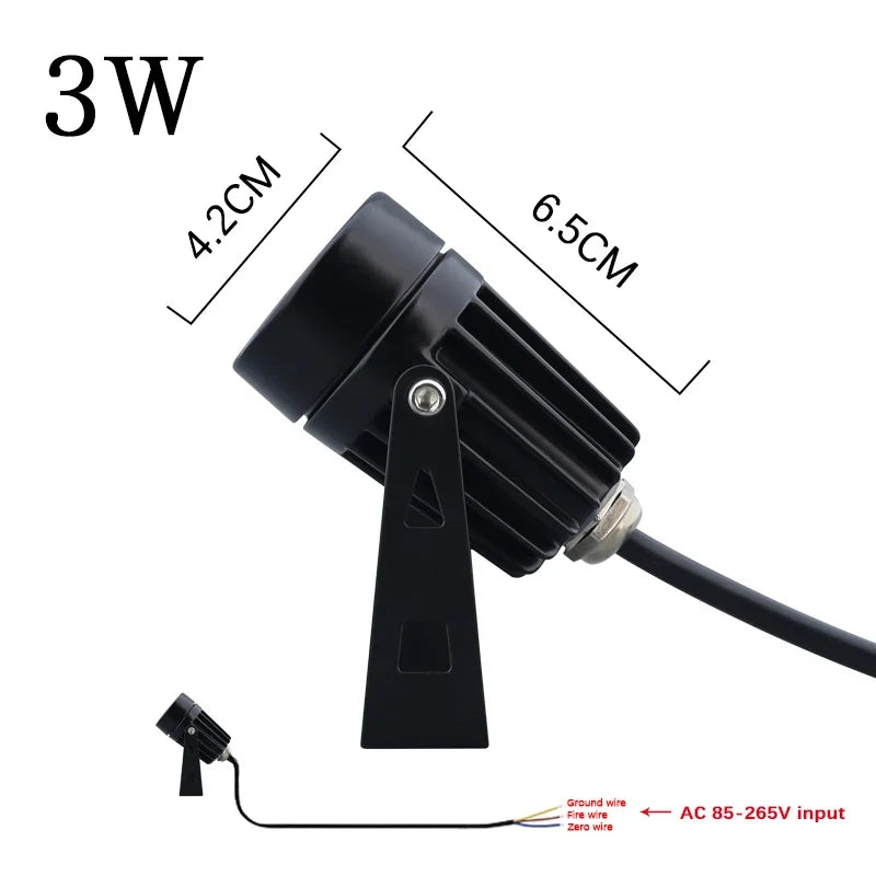 Waterproof led lamp for outdoor lighting garden and trail - Hot white 3000K / 3 W CA 85-265 V