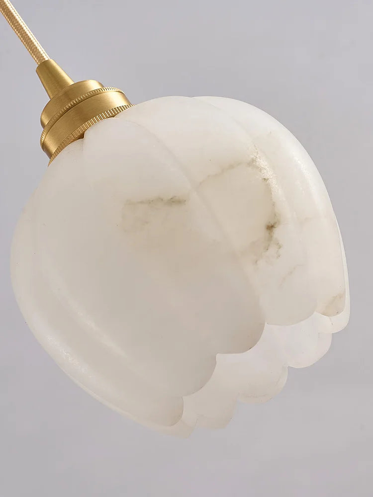 Nordic pendant light in marble and modern minimalist copper design - view 5