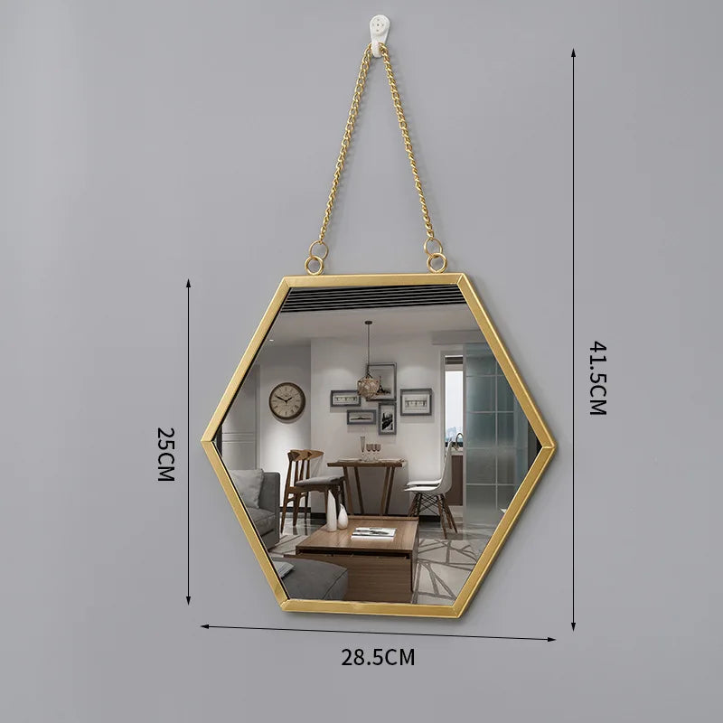Creative round wall mirror for interior decoration and makeup - F