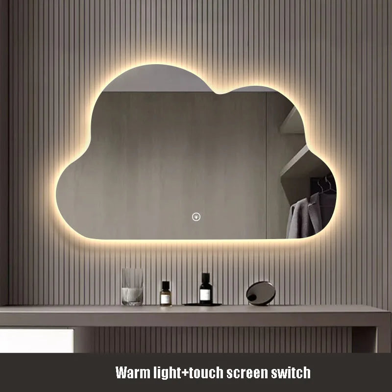 Luxury horizontal cloud mirror with led lighting for makeup - 60x40cm