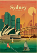 Retro Monuments of Rome and Sydney Poster for Professionals - 1 / A3 16.5 x 11.8 inches