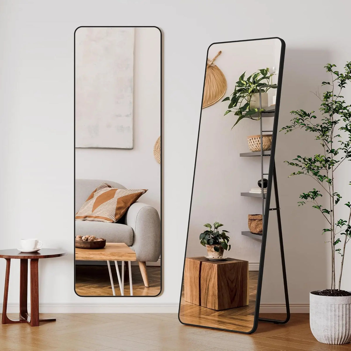 Full Length Mirror Standing Hanging or Leaning Against Wall Large Bedroom Floor Mirror Dressing, Aluminum Alloy Frame 162cm - view 5
