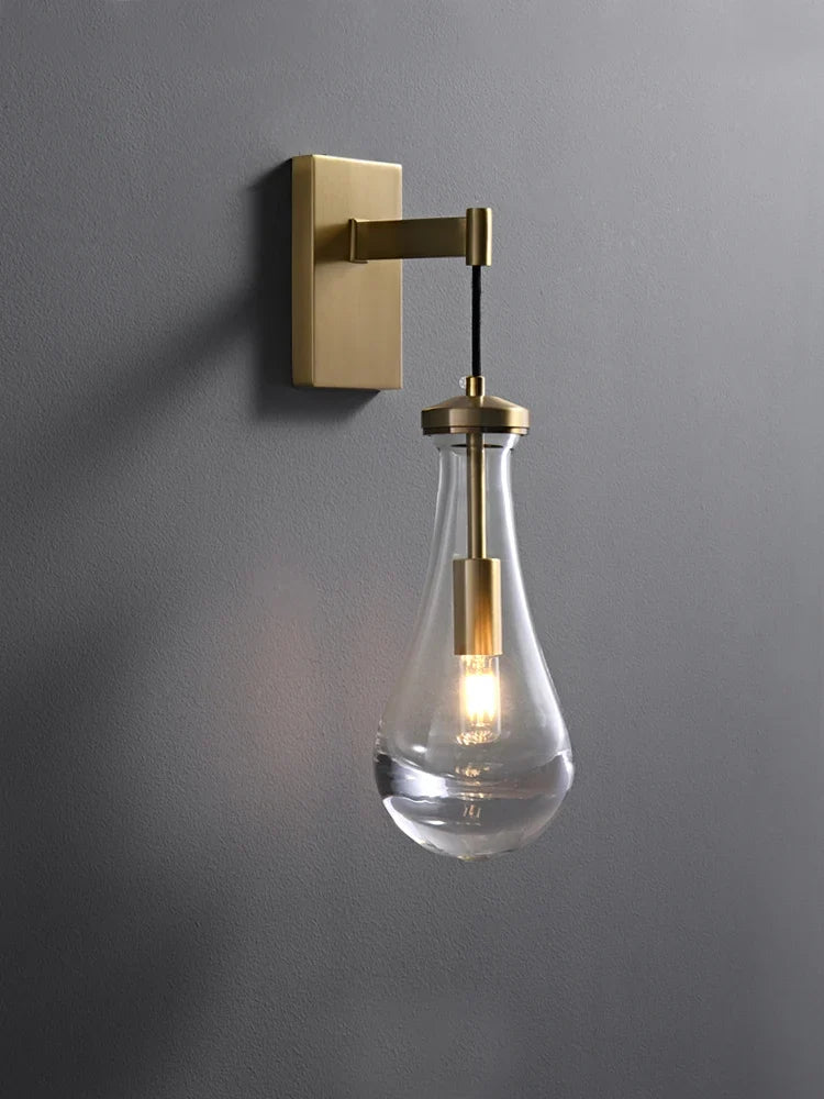 Copper wall sconce in the shape of a water drop creative design