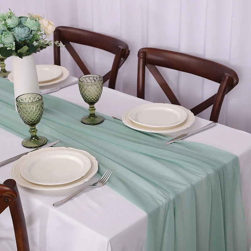 Set of 4 Sheer Bohemian Table Runners for Wood Tables - 30x180CM