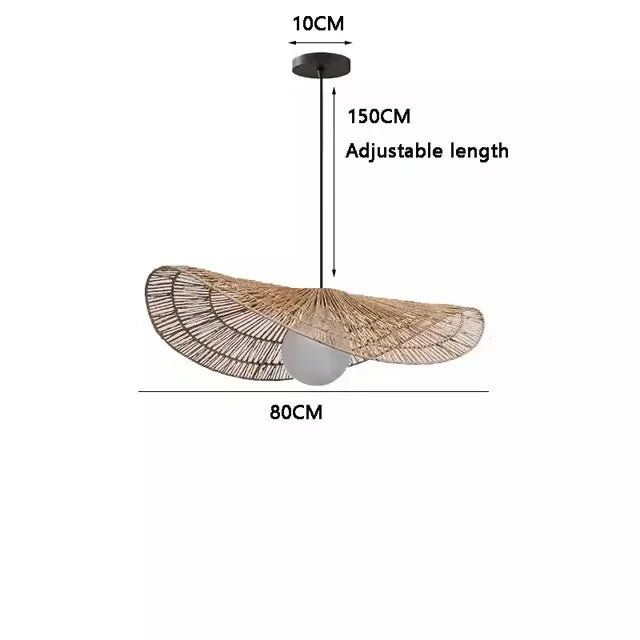 Wabi sabi style during light, rattan even light, dining room home decoration, bedroom living room during light - B-80CM / white light