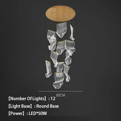 Acrylic chandelier with led design for modern interior decoration - White Light / 12 Round