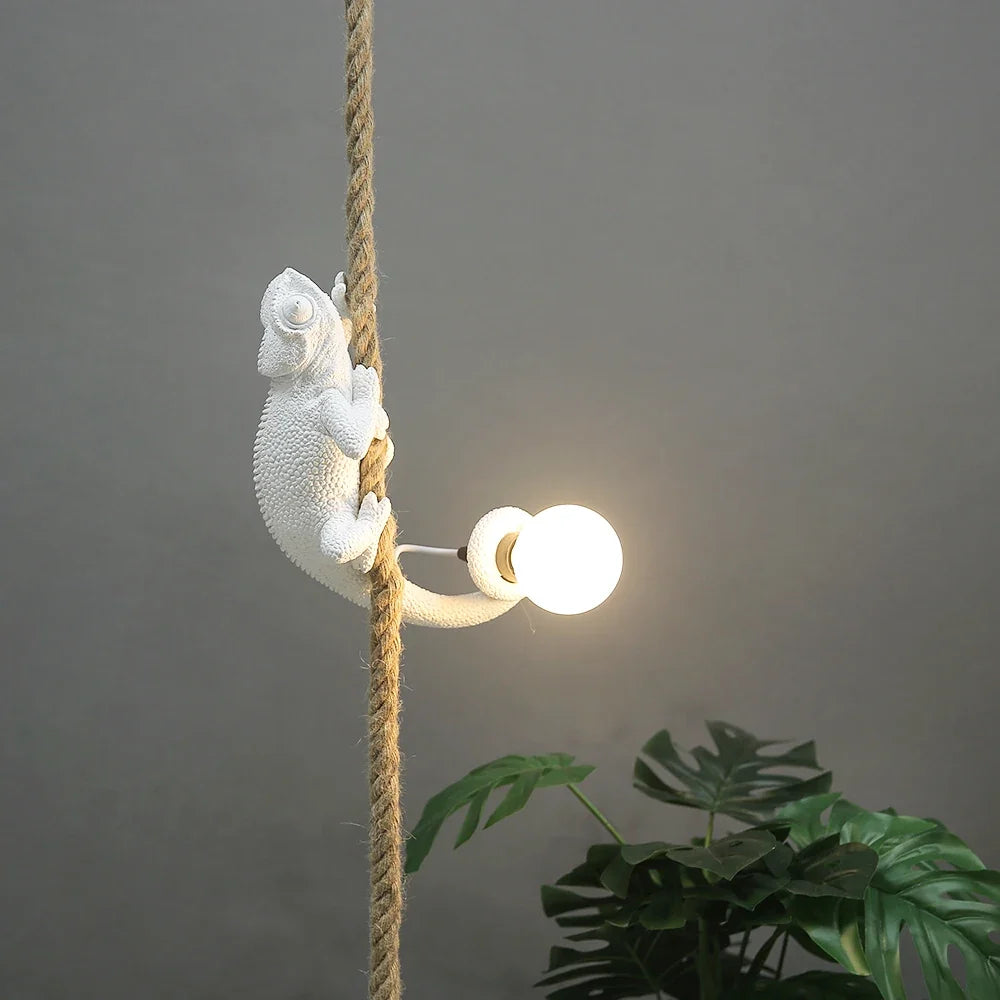 Chameleon resin pendant light for interior artistic decoration - Raised White Head