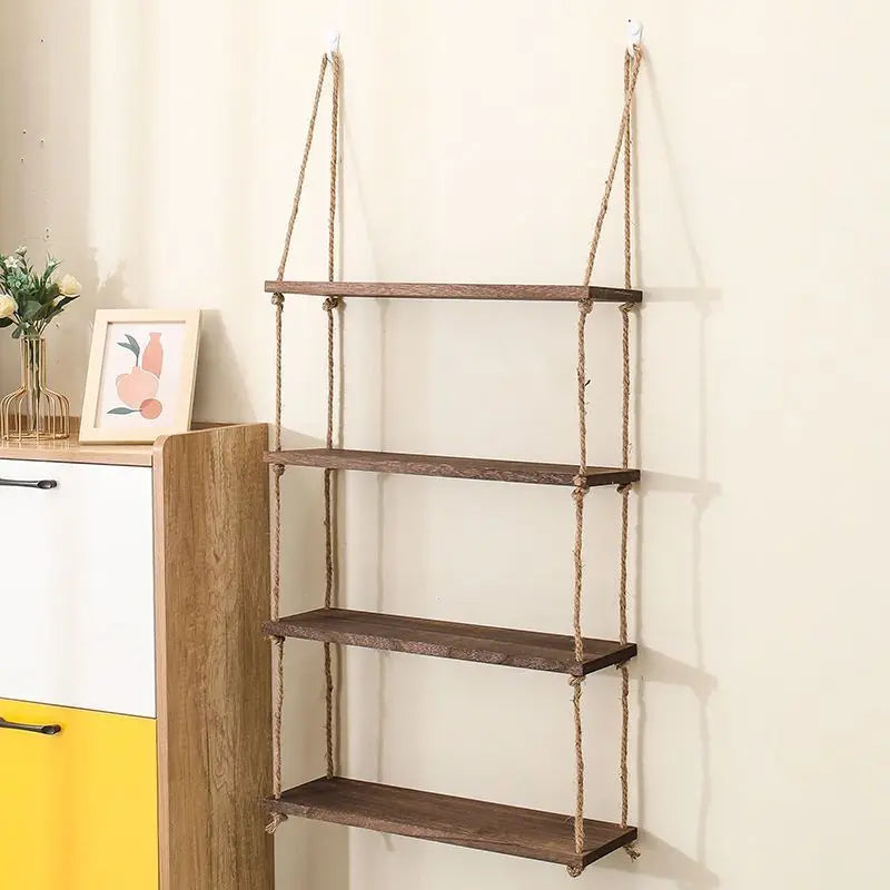 Hanging wooden wall shelves for Nordic decoration - Retro 4 Layers