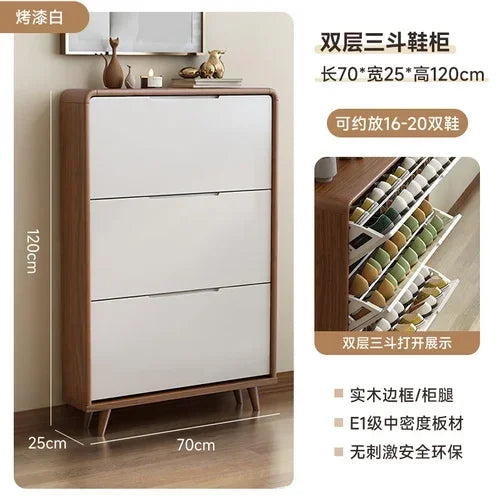 Minimalist vintage wooden shoe shelf and space gain - Style24
