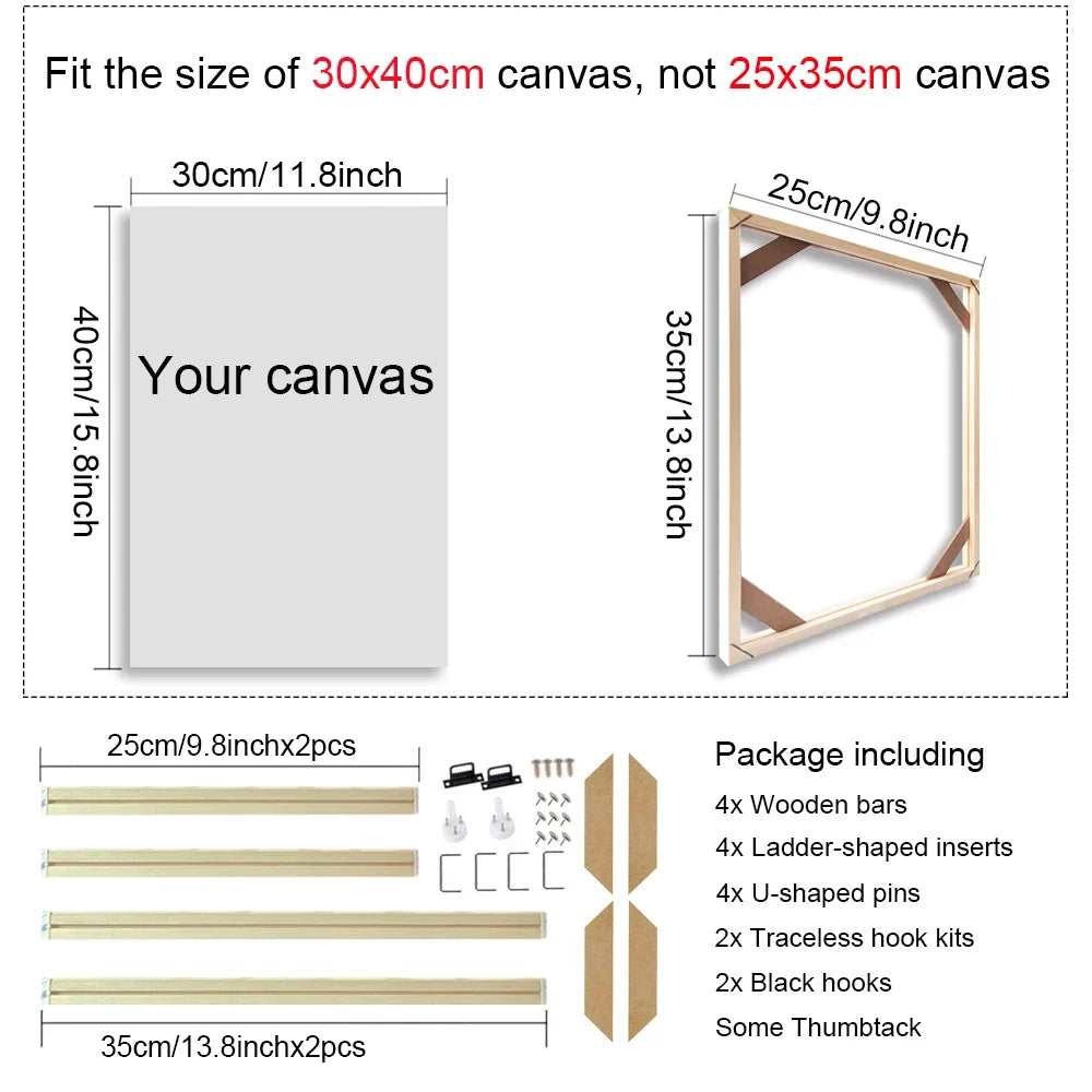 Wooden wall frame for decorative canvases and paints - 25x35cm