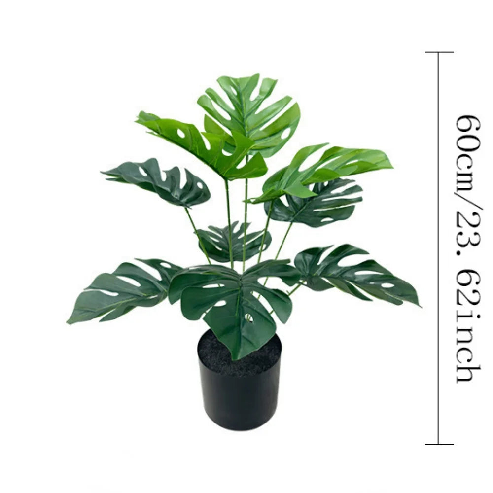 Artificial turtle leaves for interior decoration - 55cm No Pot Green