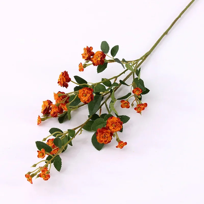 Romantic Set of 5 Artificial Silk Rose Wines - Orange