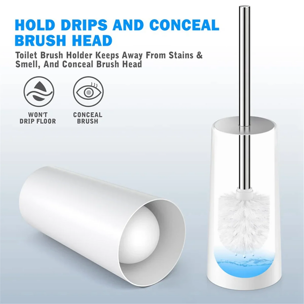 Toilet Brush and Holder, 2 Pack Toilet Brush with 304 Stainless Steel Long Handle, Toilet Bowl Brush White - view 5