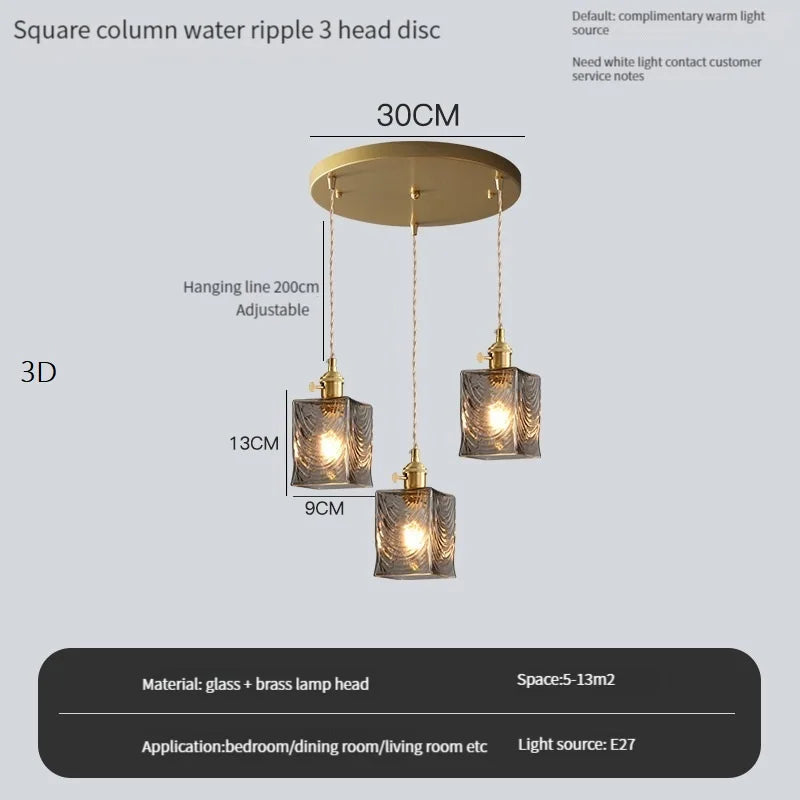 Vintage pendant light with crystal glass switch and shade - Disque 3D / Warm White / 4 W (max. 100 W)