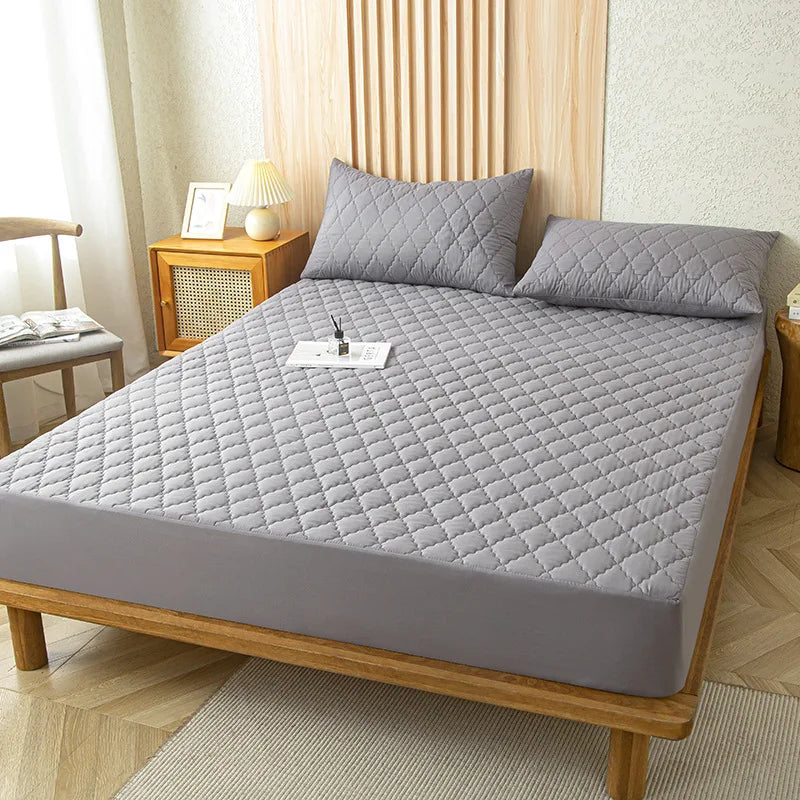 Waterproof Cotton Mattress Cover, Throw Fitted Sheet, Bed Replacement Protector, Single, Double, 140, 160, Muti Size Bed Sheets - Gray / King 193x203x36cm