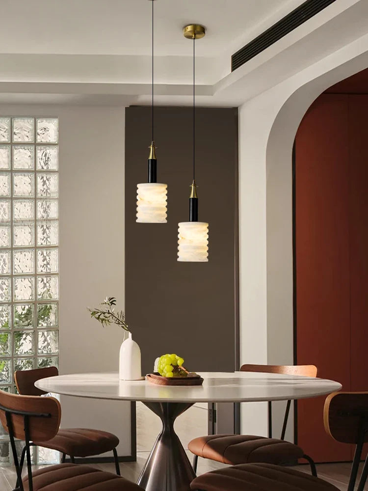 Modern pendant light in natural stone for minimalist lighting - view 4
