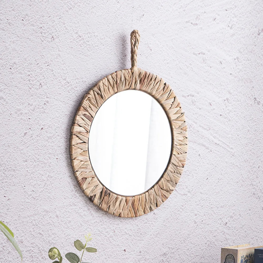 Unique Vintage Style Round Mirror, Handcrafted Craftsman Expert, Exquisite Adds Touch to Your Home, Khaki Color - view 2
