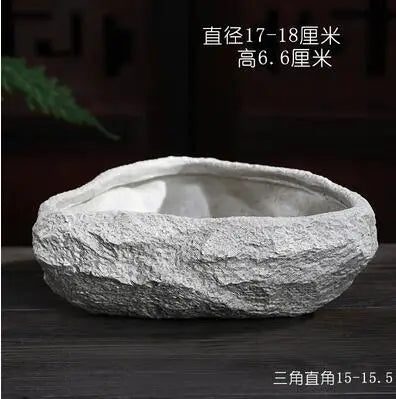 Ceramic Rock Mud Imitation Stone tea Washing Pen Wash tea Cups, Household tea Set Accessories, Extra Large Basin - L17cm tea wash