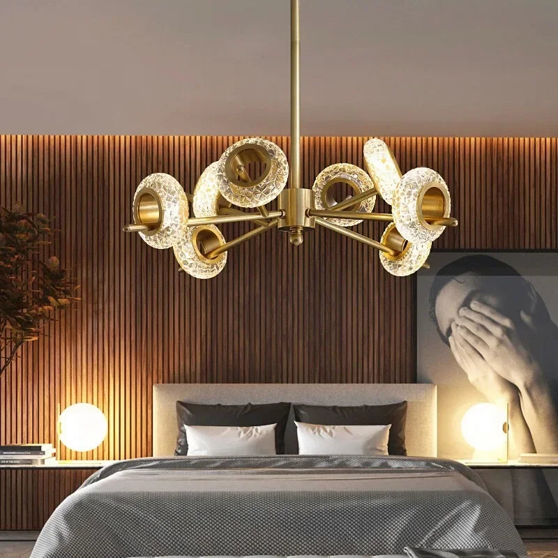 Nordic chandelier in cracked glass modern minimalist style with leds