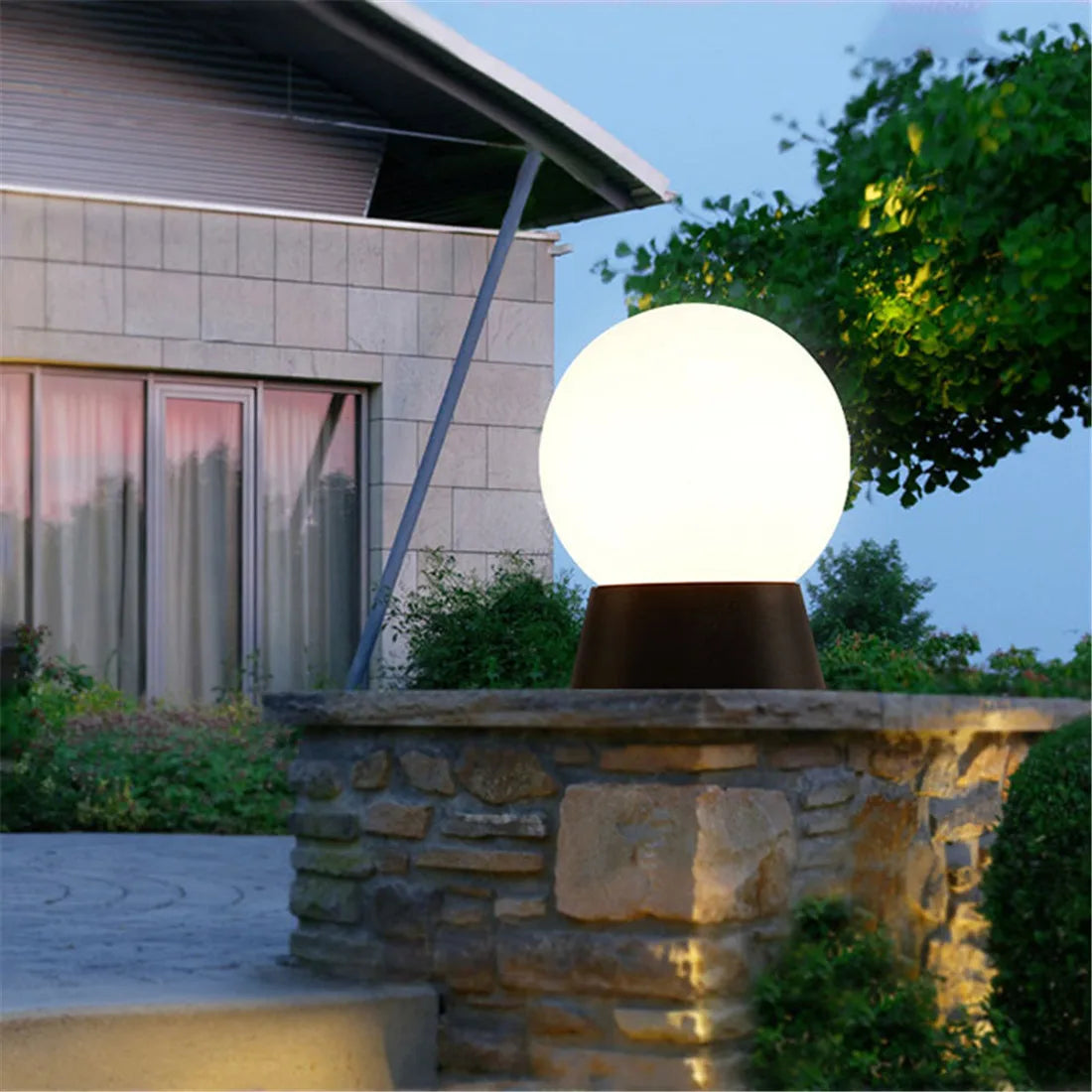 Acrylic Outdoor Globe Pedestal Lamp with Warm Glow - view 6