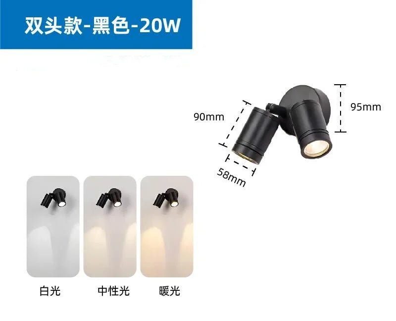 Wall sconce waterproof led adjustable perch for sign - C 20W / Warm White 3000K