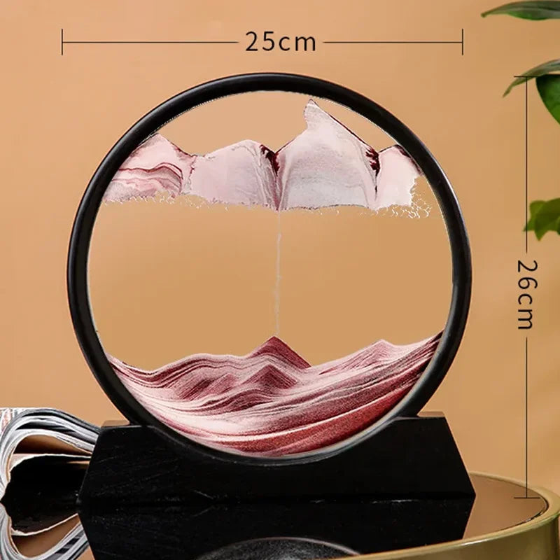 Glass hourglass 3d sand landscape in motion artistic decoration - E-Coffee (12 inches)