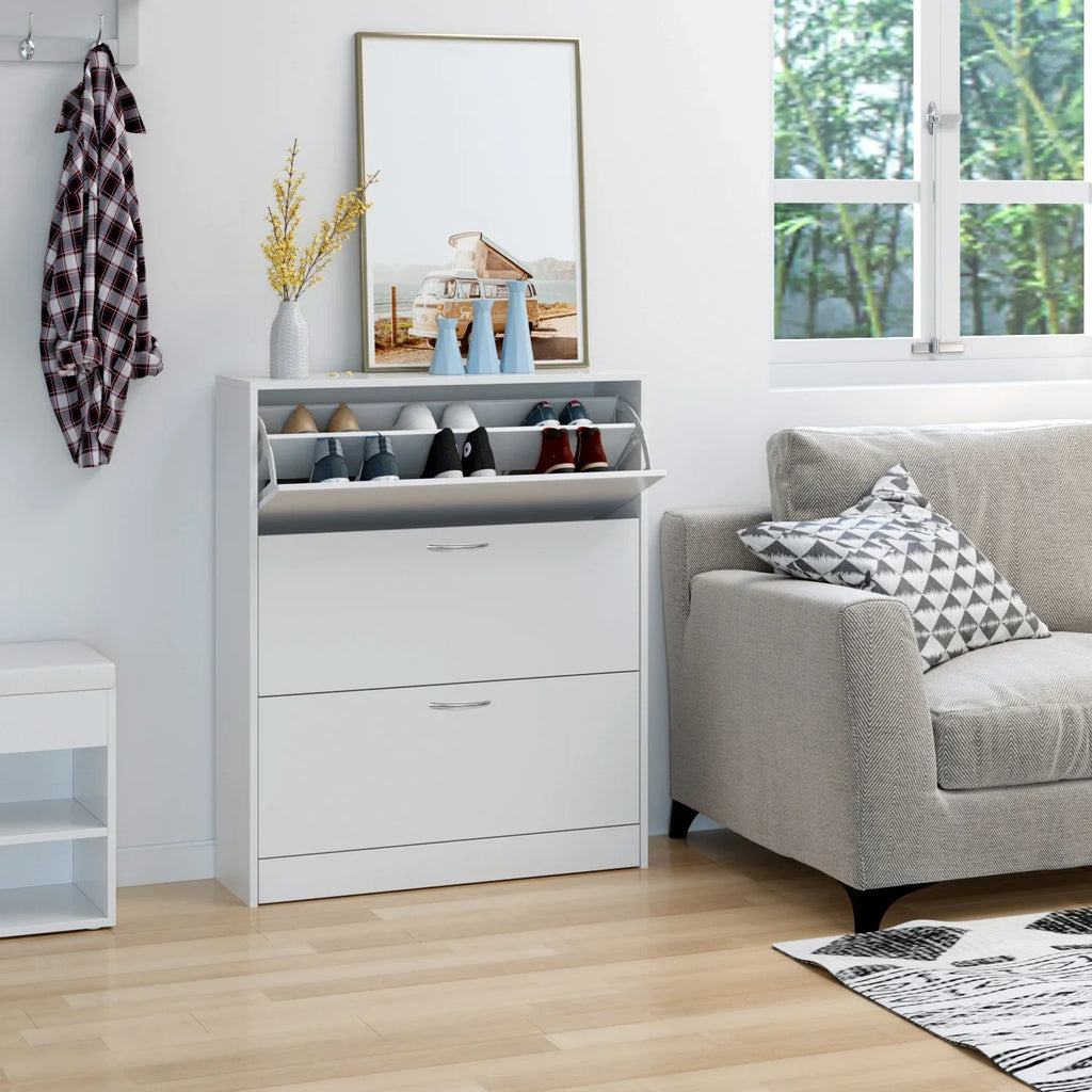 Getone Shoe Cabinet with 3 Doors, Shoe Storage Cupboard, White Shoe Rack Space Saving for Hallway 110x80x23.5cm - view 2