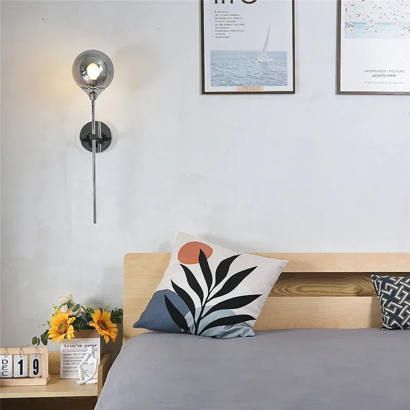 Modern wall sconce in glass and chrome gold for interior decoration - view 2