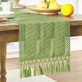 Ivory Macrame Boho Table Runner, Country Style, Design 1 - 30x120cm