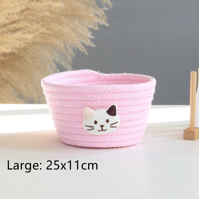 Woven storage basket for toys and various objects - Pink L