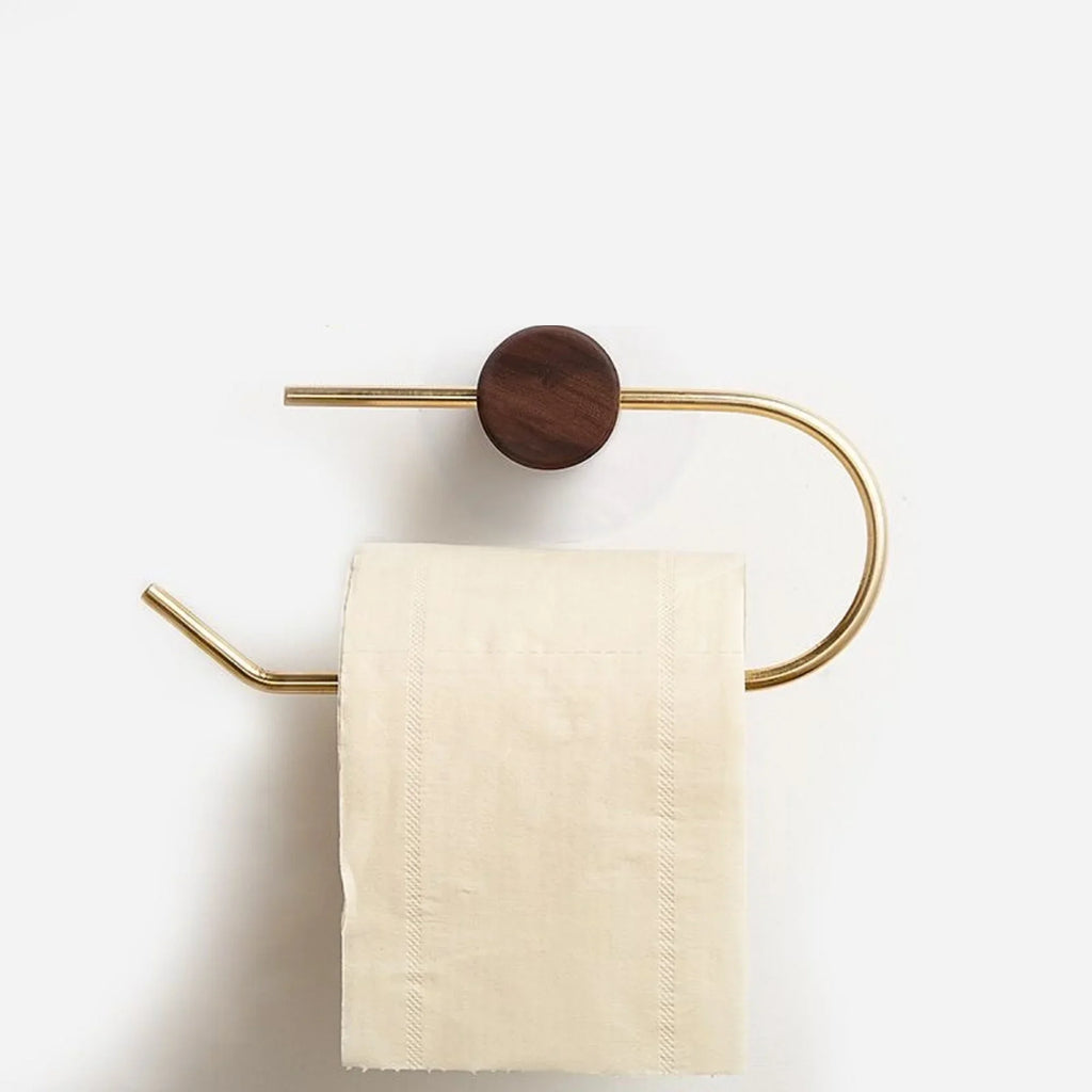 Wall toilet paper holder in wood with practical storage