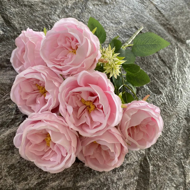 Bouquet of silk rose wines for wedding and interior decoration - Pink