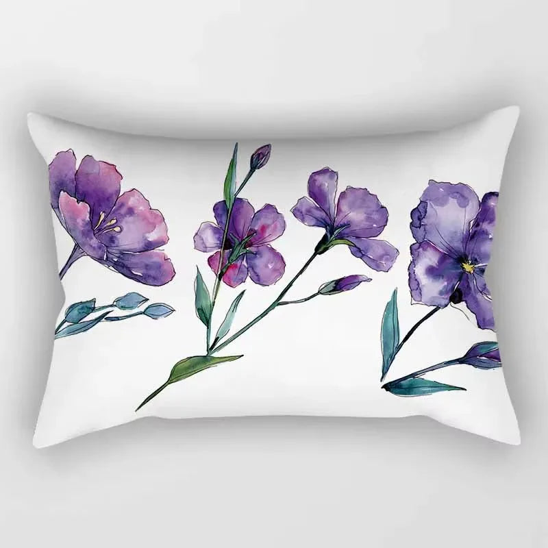 Rectangular throw pillow cover with tropical flowers pattern 30x50 cm