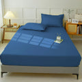 Waterproof Fitted Sheet Bedding Cover Bed Cloth Solid Color Mattress ,Soft Breathable Noiseless Bed Cover Deep Pocket Large size - Royal Blue-J101 / 160x200x30cm