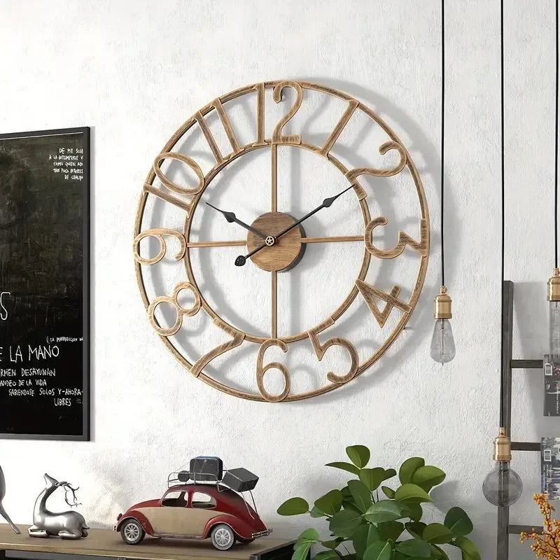 Retro metal wall clock creative decoration for interior - view 2