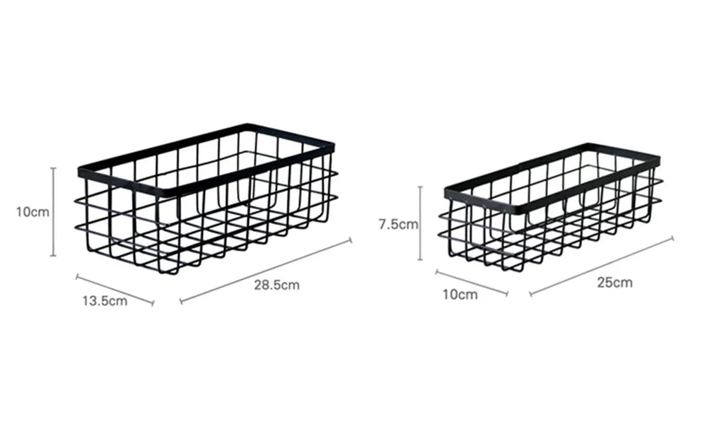 Metal Storage Basket, Black and White, Office Desktop, Cosmetic Sorting Baskets, Kitchen Seasoning Jar Organizer, Iron Box - view 6